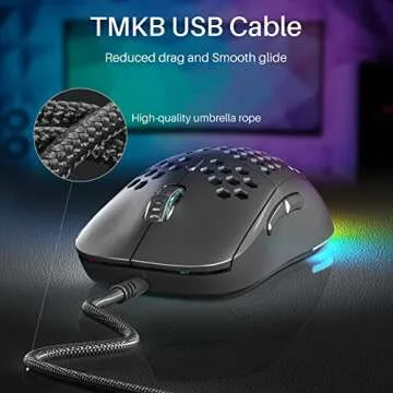 DIERYA M1SE Wired Gaming Mouse with Honeycomb Shell, 12800DPI Optical Sensor, 6 Programmable Macros, Software Support for Custom Key Config, and RGB Settings for Windows 7/8/10/XP, Vista, Linux-Black