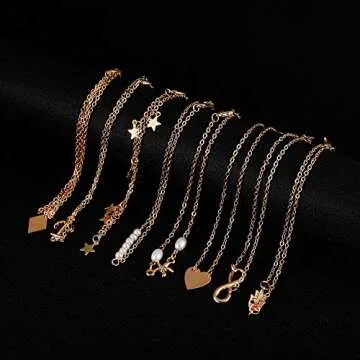 Softones 16Pcs Ankle Bracelets for Women Gold Silver Two Style Chain Beach Anklet Bracelet Jewelry Anklet Set,Adjustable Size