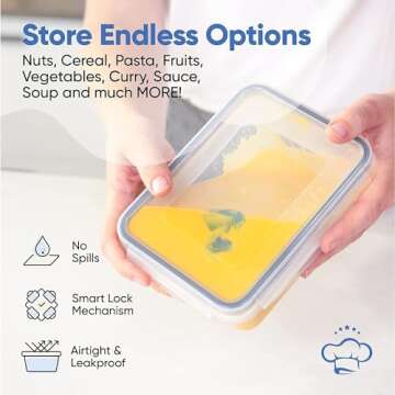 Chefs Path 48 Piece BPA-Free Plastic Food Storage Container Set with 24 Containers and 24 Lids for Kitchen Pantry Organization and Meal Prep