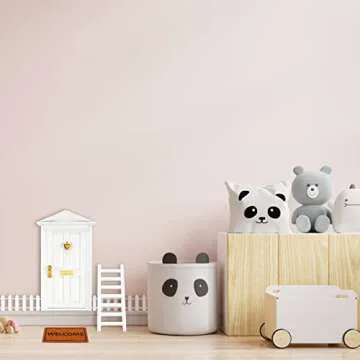 Tooth Fairy Door Kit Mini Wooden Tooth Fairy Door with Accessories Fairy Tale Education Learning Toy for Girls Dollhouse Mini Garden Decoration DIY Craft Activities (White, Red, God, Brown)