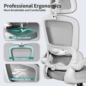 Ergonomic Office Chair for Home and Office, 330 lbs Capacity, Adjustable High Back Desk Chair with W...
