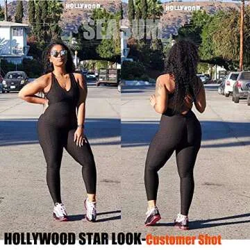 SEASUM Women Texture Bodysuit Sleevesless Sport One-Piece Backless Sexy Slimming Bodycon Rompers Jumpsuit L