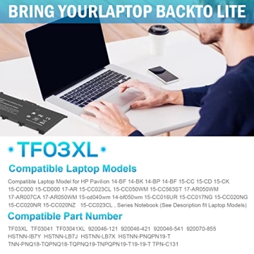 TF03XL Battery for HP Pavilion Laptops - Easy Installation & Reliable Power