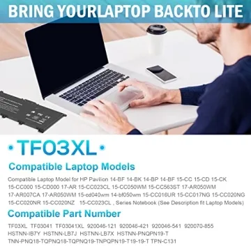 TF03XL Battery for HP Pavilion Laptops - Easy Installation & Reliable Power