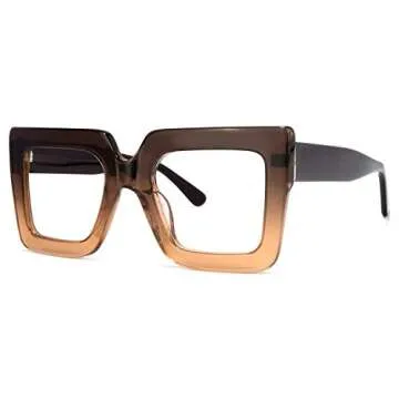 Zeelool Readers Thick Oversized Square Reading Eyeglasses for Women with Standard Anti-Reflective Co...