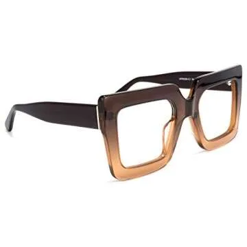 Zeelool Readers Thick Oversized Square Reading Eyeglasses for Women with Standard Anti-Reflective Coating Brandon VFP0306 (Tawny, 2.75)