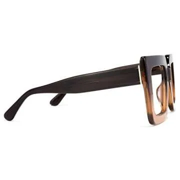 Zeelool Readers Thick Oversized Square Reading Eyeglasses for Women with Standard Anti-Reflective Coating Brandon VFP0306 (Tawny, 2.75)