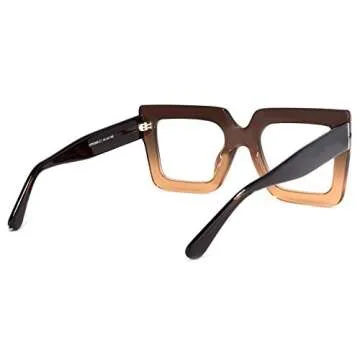 Zeelool Readers Thick Oversized Square Reading Eyeglasses for Women with Standard Anti-Reflective Coating Brandon VFP0306 (Tawny, 2.75)