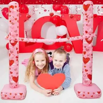 Poen Valentines Game Inflatable Limbo Game for Adults Valentines Day Party Games Inflatable Decoration Fun Limbo Party Carnival Game for Outdoor Party Supplies(Heart)
