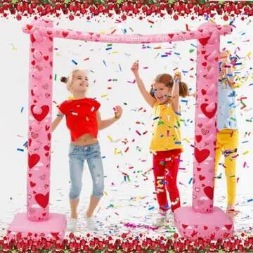 Poen Valentines Game Inflatable Limbo Game for Adults Valentines Day Party Games Inflatable Decoration Fun Limbo Party Carnival Game for Outdoor Party Supplies(Heart)