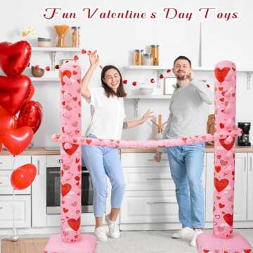 Poen Valentines Game Inflatable Limbo Game for Adults Valentines Day Party Games Inflatable Decoration Fun Limbo Party Carnival Game for Outdoor Party Supplies(Heart)