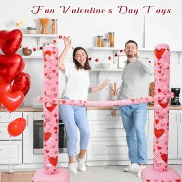 Poen Valentines Game Inflatable Limbo Game for Adults Valentines Day Party Games Inflatable Decoration Fun Limbo Party Carnival Game for Outdoor Party Supplies(Heart)