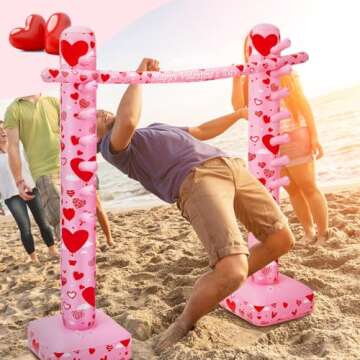 Poen Valentines Game Inflatable Limbo Game for Adults Valentines Day Party Games Inflatable Decoration Fun Limbo Party Carnival Game for Outdoor Party Supplies(Heart)
