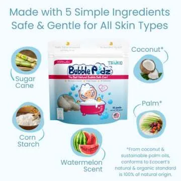 TruKid Bubble Podz Bubble Bath for Baby & Kids, Gentle Refreshing Bath Bomb for Sensitive Skin, pH Balance 7 for Eye Sensitivity, Natural Moisturizers and Ingredients, Watermelon (10 Podz)