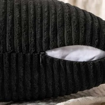 MIULEE 2 Pack Black Corduroy Pillow Covers for Home Decor