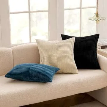 MIULEE 2 Pack Black Corduroy Pillow Covers for Home Decor