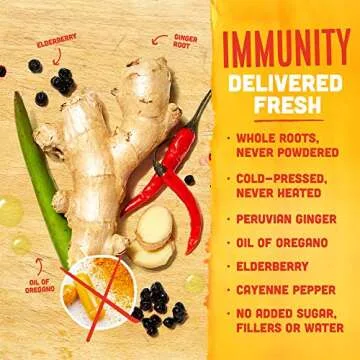 Vive Organic Immune Support Shot, Cold-Pressed Ginger, Elderberry, & Oil of Oregano, Gluten Free, Vegan, Wellness Rescue Oil of Oregano, 2 Fl Oz (Pack of 12)