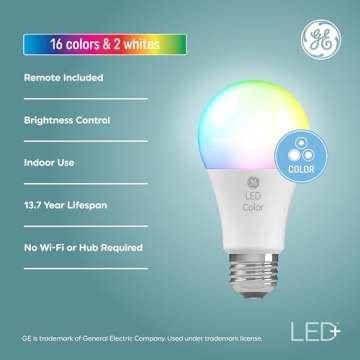 GE LED+ Color Changing Light Bulbs - Remote Control, Versatile