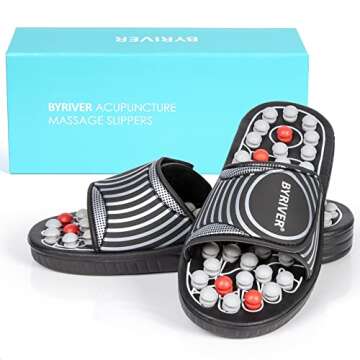 BYRIVER Acupressure Foot Massager Acupoint Stimulation Massage Slippers Shoes Reflexology Sandals Gi...