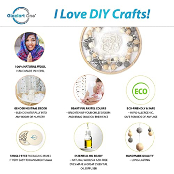 Glaciart One Felt Balls Baby Mobile - Handmade Nursery Decor - 100% Wool