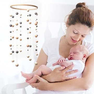 Glaciart One Felt Balls Baby Mobile - Handmade Nursery Decor - 100% Wool