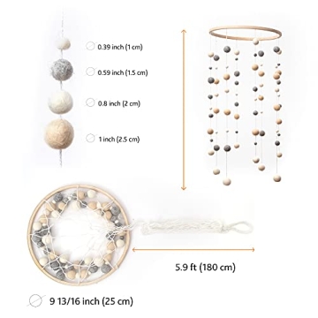Glaciart One Felt Balls Baby Mobile - Handmade Nursery Decor - 100% Wool
