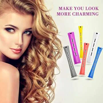 WILLBOND 60 Pieces Hair Perm Rods Set Plastic Perming Rods Cold Wave Rods Hair Curling Rollers with Tail Comb Steel Pintail Hair Comb for Hairdressing Hair Styling (Soft Color,Multi Sizes)