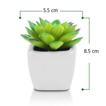 Mini Fake White Ceramic Potted Succulents for Home