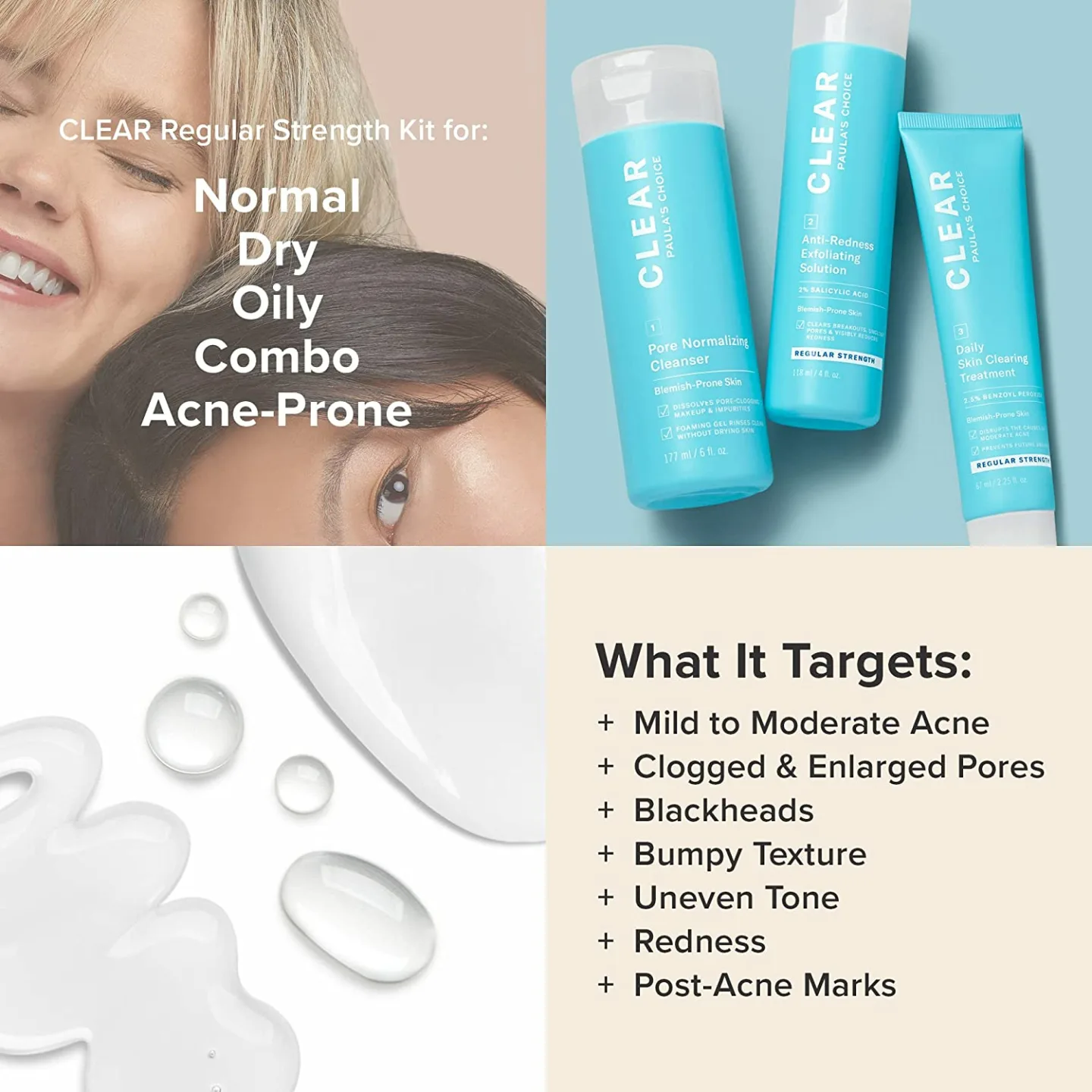 CLEAR Acne Kit - Salicylic Acid & Benzoyl Peroxide