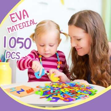 Natonhi 1050Pcs Letter Stickers Foam Letter Stickers,10 Colors Self Adhesive A-Z Alphabet Stickers C...