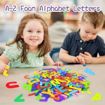 Natonhi 1050Pcs Letter Stickers Foam Letter Stickers,10 Colors Self Adhesive A-Z Alphabet Stickers Craft Supplies Stickers for Kids School Project Party Decorations（1.1x 0.9 in）