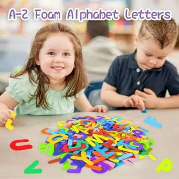 Natonhi 1050Pcs Letter Stickers Foam Letter Stickers,10 Colors Self Adhesive A-Z Alphabet Stickers Craft Supplies Stickers for Kids School Project Party Decorations（1.1x 0.9 in）