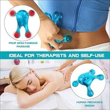 melonsun Palm Massage Tool - Easier Grip Handheld Massage Tool, Four Point Massage Tool, for Deep Tissue Pain Relief (Blue)