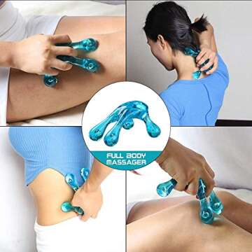 melonsun Palm Massage Tool - Easier Grip Handheld Massage Tool, Four Point Massage Tool, for Deep Tissue Pain Relief (Blue)