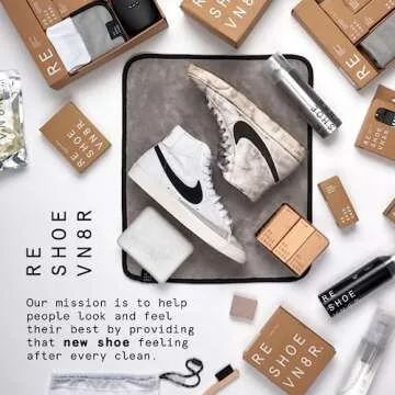 Reshoevn8r Shoe Cleaner Sneakers Kit, Essential Kit - White Sneaker Cleaner for Suede Canvas Leather Mesh Knit Nubuck Shoes - 4oz Cleaning Solution & Conditioner, 3 Brushes & Microfiber Towel