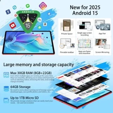 2025 Android 15 Tablet with 30GB RAM & Keyboard