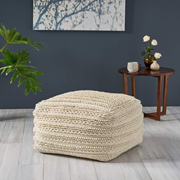 Shop Christopher Knight Home Marcia Pouf 26x26 in Ecru
