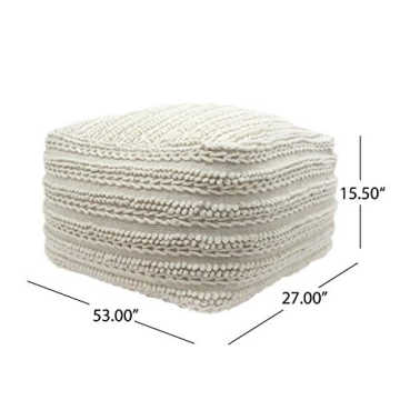 Shop Christopher Knight Home Marcia Pouf 26x26 in Ecru