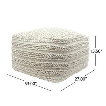 Shop Christopher Knight Home Marcia Pouf 26x26 in Ecru