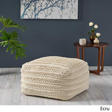 Shop Christopher Knight Home Marcia Pouf 26x26 in Ecru