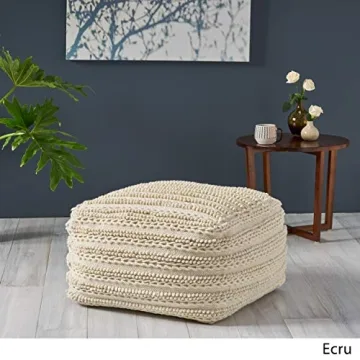 Shop Christopher Knight Home Marcia Pouf 26x26 in Ecru