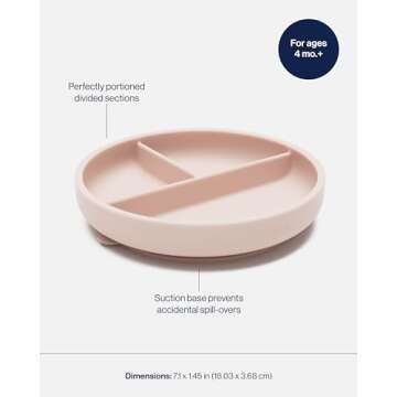 Lalo Suction Plates - 2 Pack, 100% Silicone Non-Toxic BPA-Free Baby Plates with Suction Base To Prevent Accidental Tip-Overs - Suction Plates for Toddlers With Three Divided Sections - Grapefruit