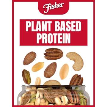 Fisher Oven Roasted Never Fried Mixed Nuts with Peanuts, 24 Ounces (Pack of 1), Peanuts, Almonds, Cashews, Pistachios, Pecans, Snacks for Adults, Made With Sea Salt, No Added Oils, Artificial Ingredients or Preservatives, Trail Mix, Gluten Free ​