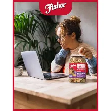 Fisher Oven Roasted Never Fried Mixed Nuts with Peanuts, 24 Ounces (Pack of 1), Peanuts, Almonds, Cashews, Pistachios, Pecans, Snacks for Adults, Made With Sea Salt, No Added Oils, Artificial Ingredients or Preservatives, Trail Mix, Gluten Free ​