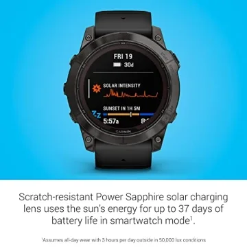 Garmin fēnix 7X Pro Sapphire Solar, Multisport GPS Smartwatch, Built-in Flashlight, Solar Charging Capability, 010-02778-10, Black
