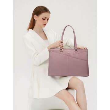 Women’s Waterproof Leather Laptop Tote Bag 15.6"