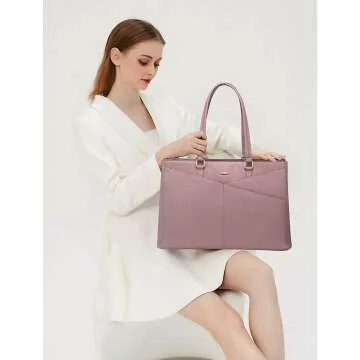 Women’s Waterproof Leather Laptop Tote Bag 15.6"