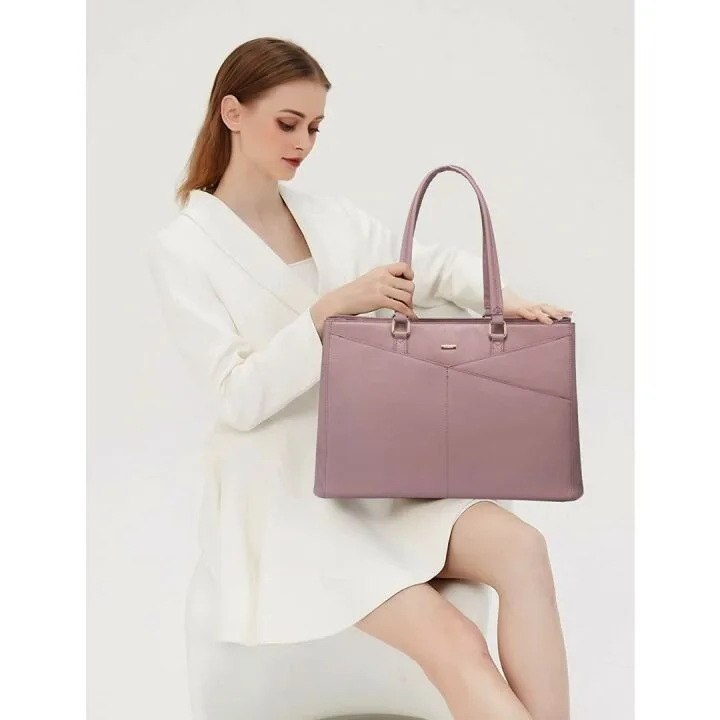 Women’s Waterproof Leather Laptop Tote Bag 15.6"