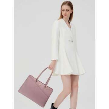 Women’s Waterproof Leather Laptop Tote Bag 15.6"