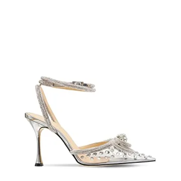 MissHeel Rhinestone Bow Clear Pumps Women Size 8 Sparkle Heels
